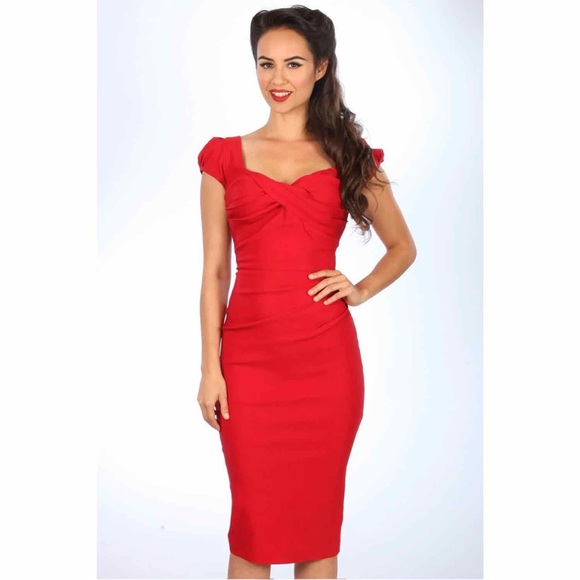 Stop Staring Dresses & Skirts - Stop Staring Billion Dollar Baby Dress S Red Cocktail Fitted Wiggle Retro Pinup